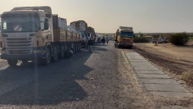 الشاحنات المصرية على طريق شريان الشمال