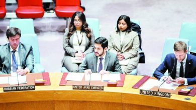 وفد دولة الإمارات العربية المتحدة أمام جلسة مجلس الأمن