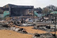 حرق مركز إيواء النازحين في مدينة الجنينة بغرب دارفور في 27 ابريل 2023