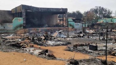 حرق مركز إيواء النازحين في مدينة الجنينة بغرب دارفور في 27 ابريل 2023